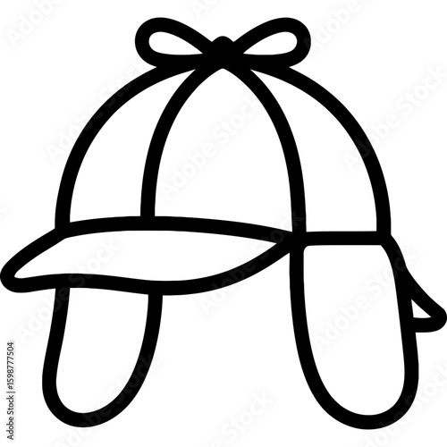 Detective deerstalker hat outline icon vector