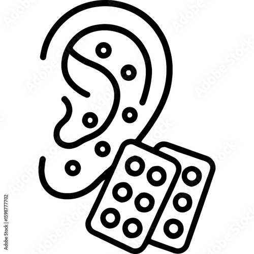 Ear acupressure seeds outline icon vector