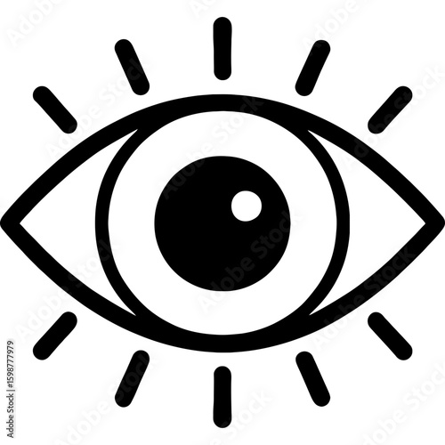 Wide open eye outline icon vector