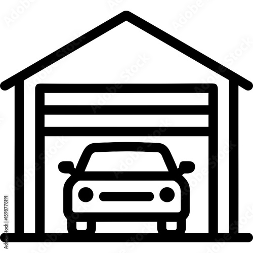 Garage with vehicle storage outline icon vector