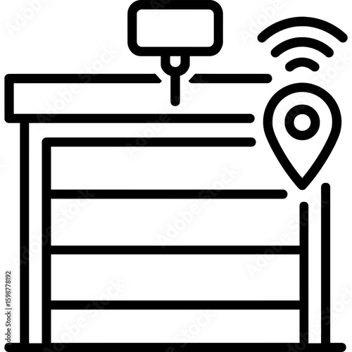 Smart garage door outline icon vector