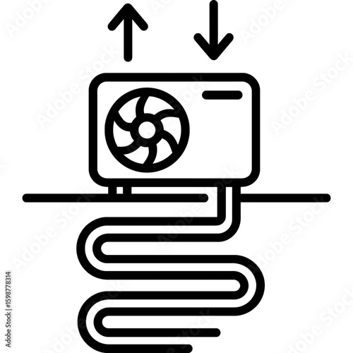 Ground source heat pump outline icon vector