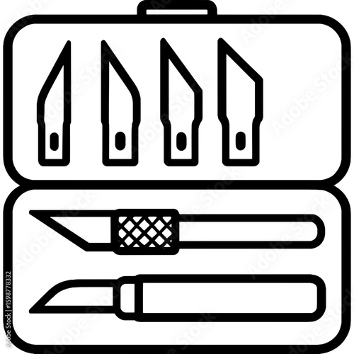 Hobby knife set outline icon vector