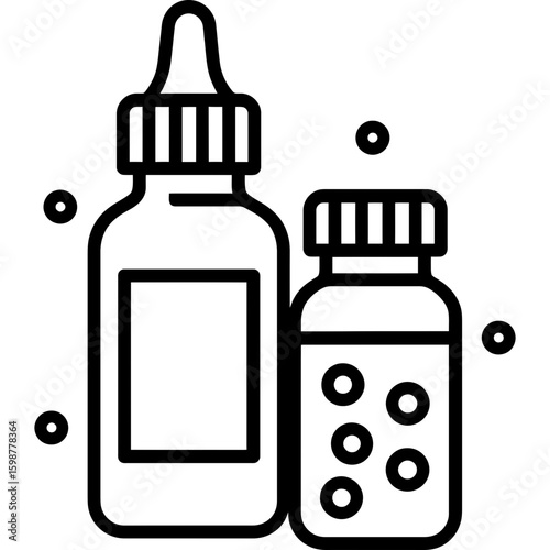 Homeopathic remedy bottles outline icon vector