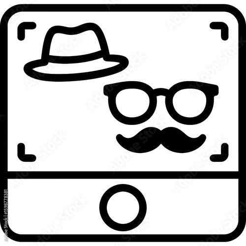 Virtual photo booth outline icon vector