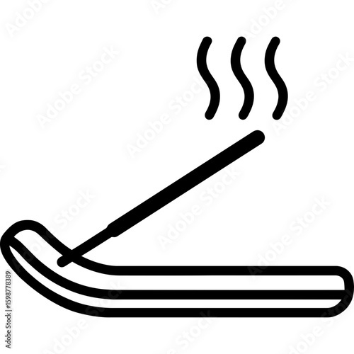 Incense holder with stick outline icon vector