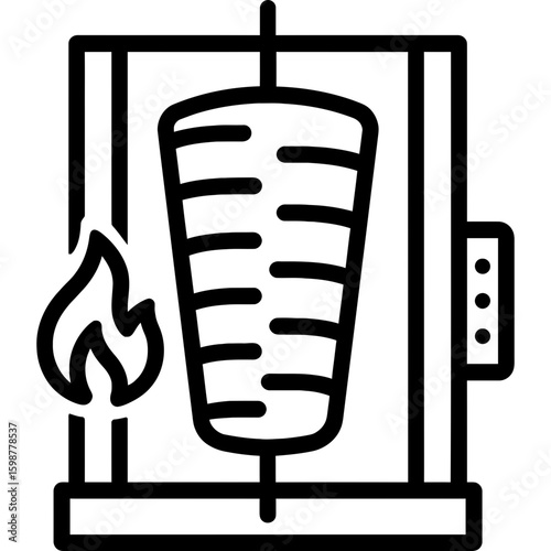 Doner kebab vertical spit outline icon vector