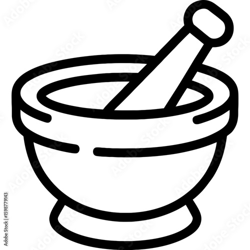 Mortar and pestle outline icon vector