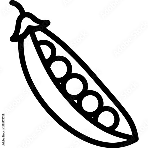 Peas in pod outline icon vector