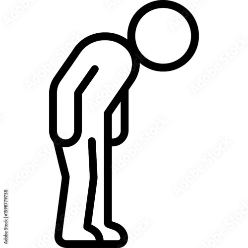 Person bowing respectfully outline icon vector