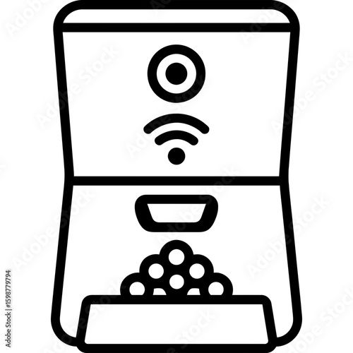 Smart pet feeder outline icon vector