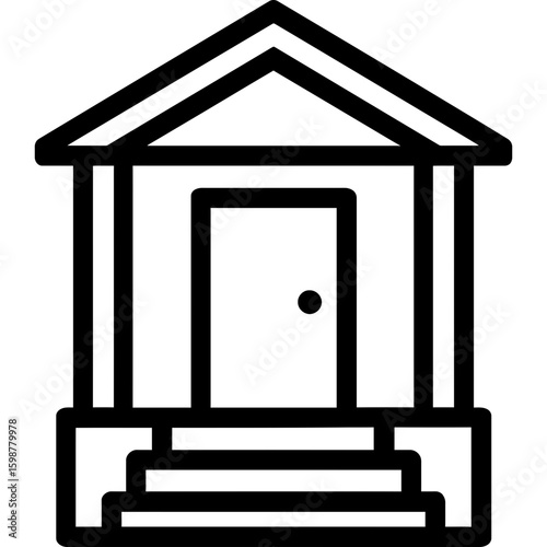 Porch veranda outline icon vector
