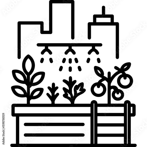 Rooftop garden plot outline icon vector