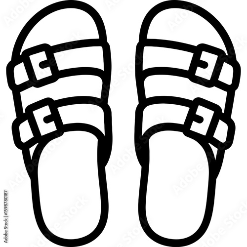 Sandals footwear with straps outline icon vector