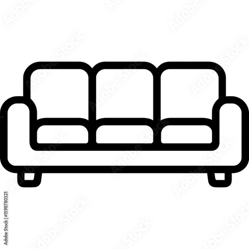 Three-seat sofa couch outline icon vector