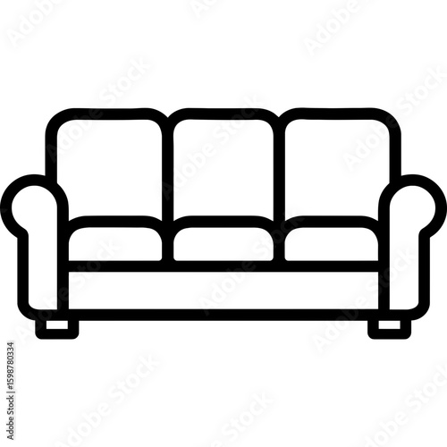 Three-seat sofa couch outline icon vector