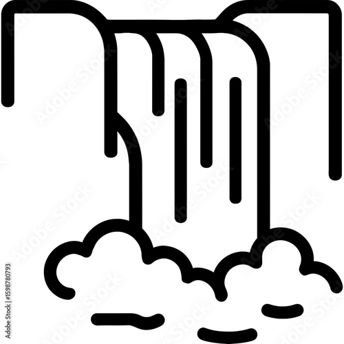 Waterfall cliff outline icon vector