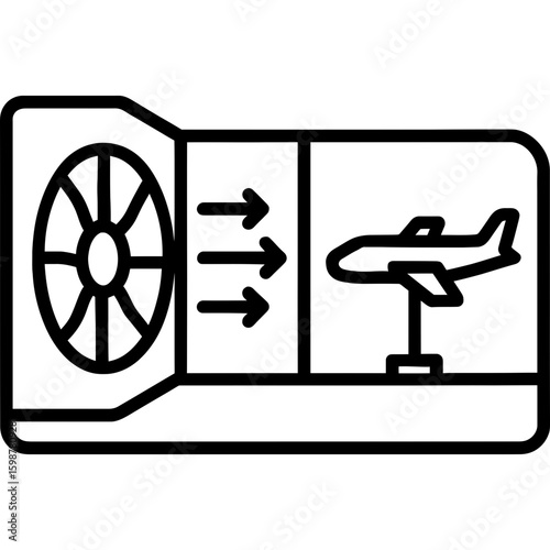 Wind tunnel outline icon vector
