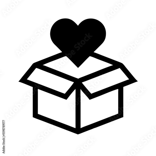 Heart in a box vector graphic for donation charity love gift giving and kindness concept design element