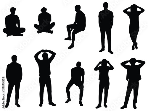 a collection of various silhouettes of people in various different poses