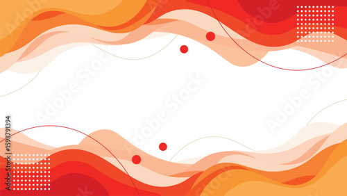 Abstract flowing waves of orange and red with subtle geometric accents and copy space