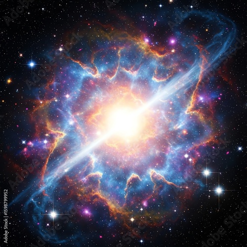 Cosmic supernova remnant expanding nebula