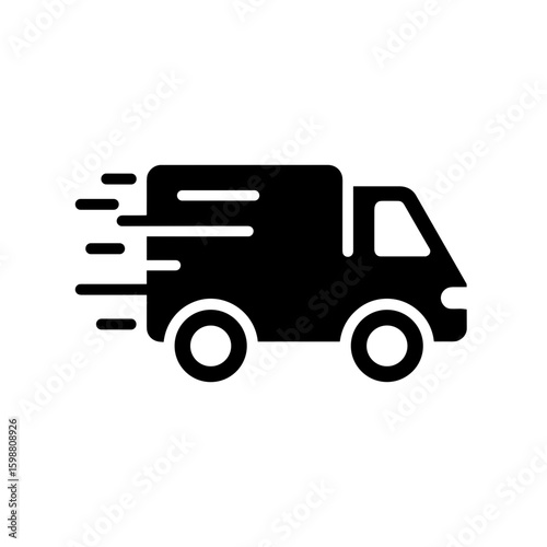 Delivery truck icon with motion lines
