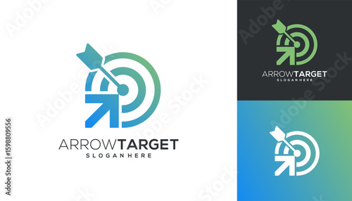 Darts bullseye with rise arrow business and finance concept. Logo design vector ideas.