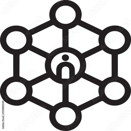 Abstract Network Symbol Representing Human Connection, Connectivity, Communication, and Social Interactions in a Modern Design, Minimalist Style