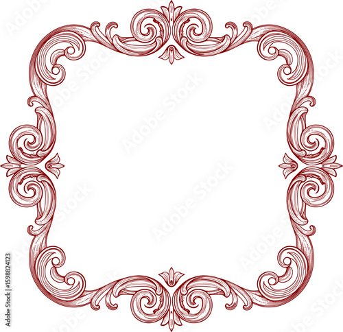 Rococo-inspired square frame hand-drawn style