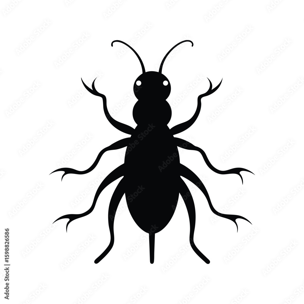 Fototapeta premium Rootworm insect silhouette in larva form vector illustration.