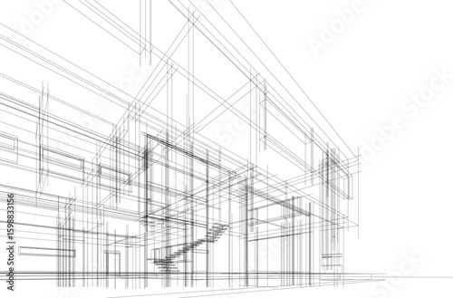 architectural drawing 3d vector illustration