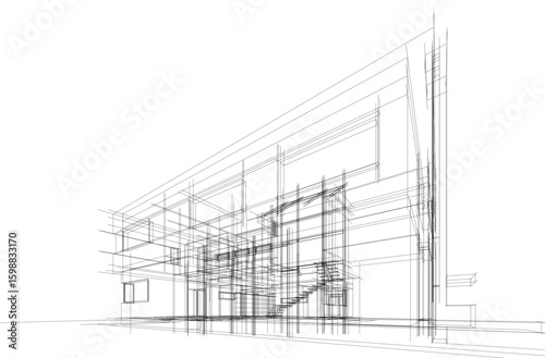architectural drawing 3d vector illustration