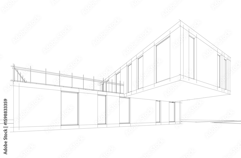 Fototapeta premium architectural drawing 3d vector illustration