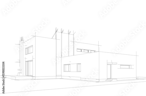 architectural drawing 3d vector illustration