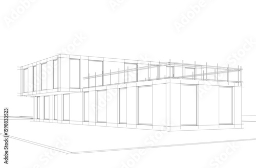 architectural drawing 3d vector illustration