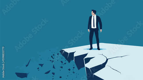 Businessman Overcoming Deep Break Concept in Mixed Media