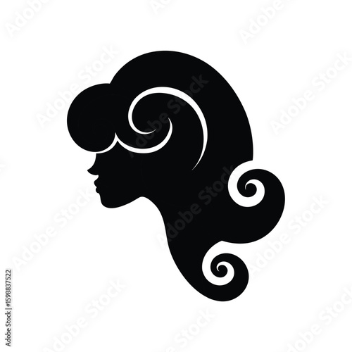 Glamorous side swept big dramatic curls hairstyle illustration