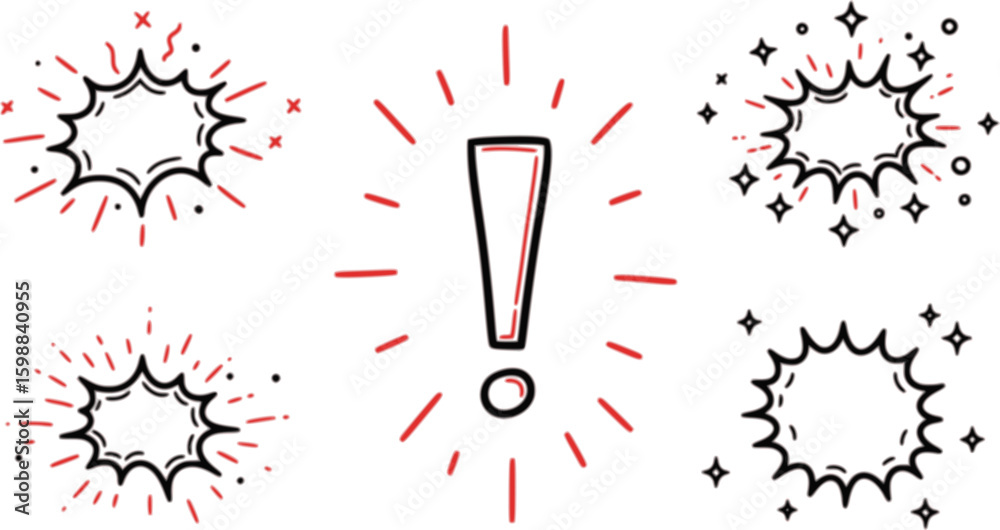 Fototapeta premium Comic cute speech bubble cartoon element icon set. Comic cute speech bubble, emphasis, star spark, line movement cartoon vector icon. Outline doodle speed motion, funny spark. Vector illustration