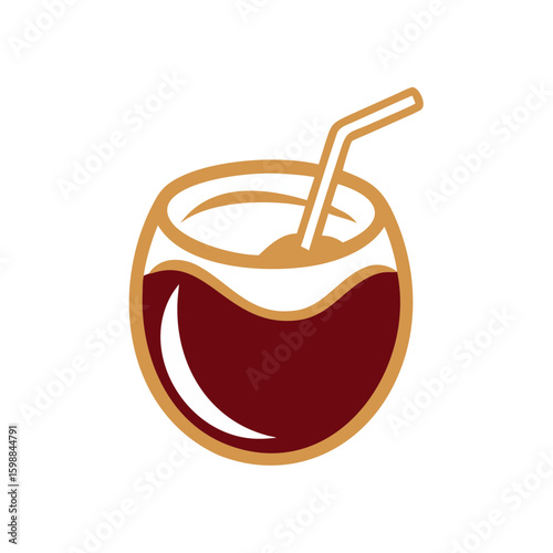 Iconic drink in minimalistic style with straw and round glass  
