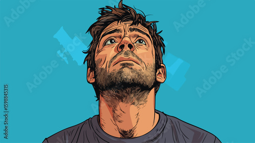 Comic Style Vector of Crying Man for Emotional Design Projects