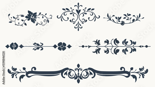 Elegant Caligraphic Ornaments and Decorative Borders for Creative Designs