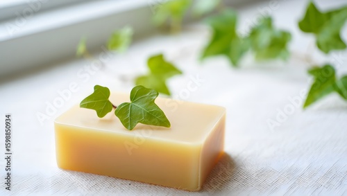 Natural Handmade Soap with Ivy Leaf - Wellness and Spa Concept