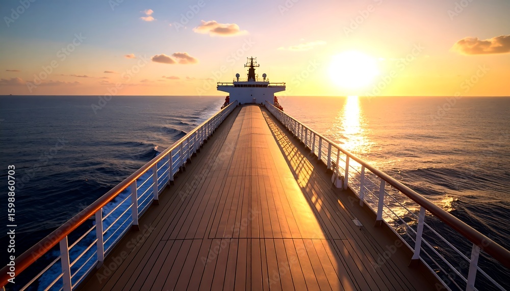 Obraz premium Cruise ship deck at sunset