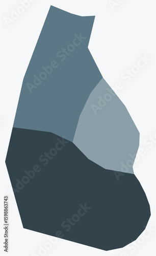 Map of Montserrat with regions. Just a simple country border map with region division. Blue grey color palette. Flat Montserrat shape with administrative division. Vector illustration.
