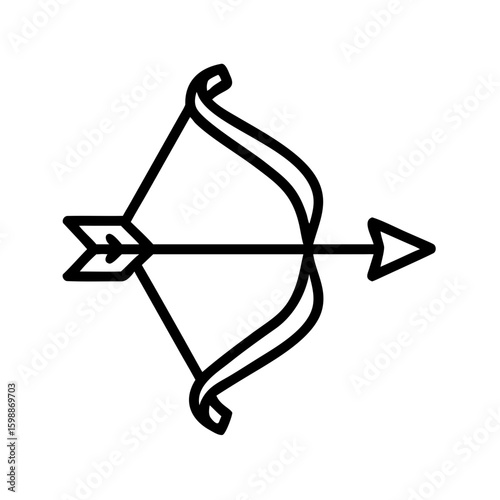 A simple graphic showing a bow and arrow with the arrow ready to be released from the bow string
