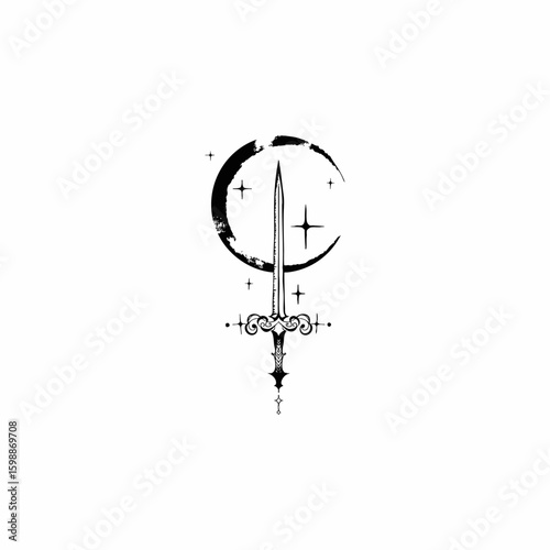 lilith symbol tattoo art - moon sword tattoo idea, design