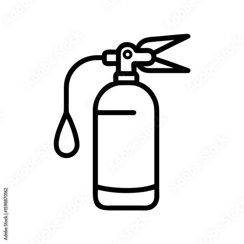 Outline graphic showing a fire suppression device with a pull cord and pressure gauge displayed clearly