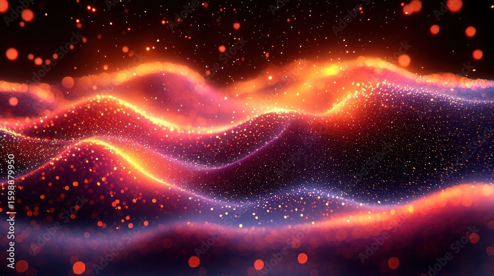 Fototapeta premium Glowing Particle Wave Abstract Art