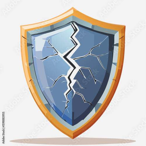 A cracked shield held firm, symbol of inner strength and emotional resilience despite damage or past conflict.